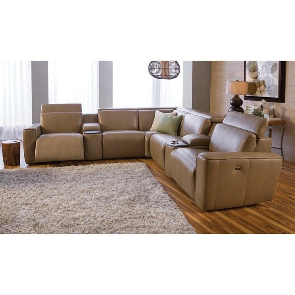 Palliser Springfield Power Reclining Leather 6 pc Sectional 41638-57/41638-W9/41638-70/41638-19/41638-70/41638-76-ALFRESCO-BUFF IMAGE 1