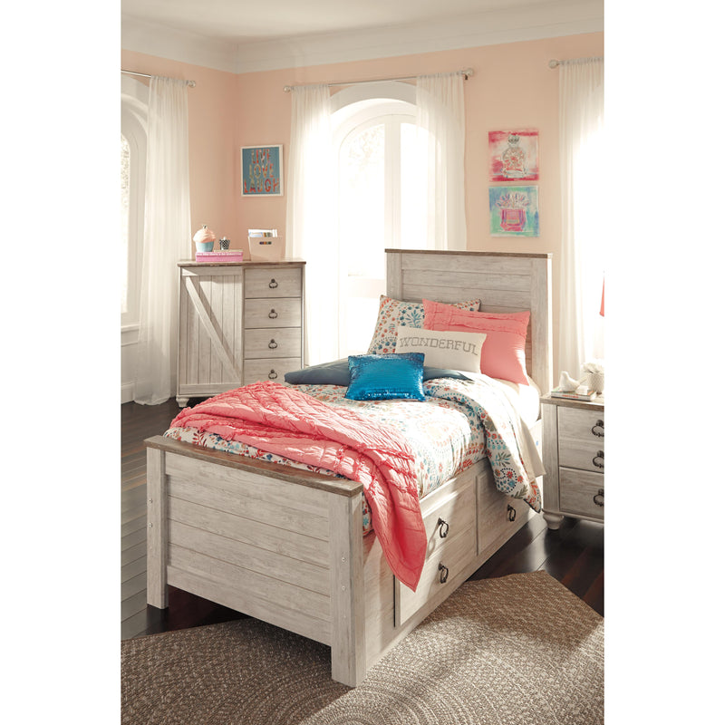 Signature Design by Ashley Willowton B267B21 Twin Panel Bed with 2 Storage Drawers IMAGE 3