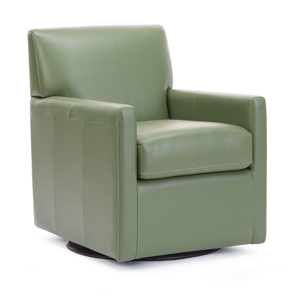 Palliser Pia Swivel Leather Accent Chair 77040-33-DAZZLE-OLIVE IMAGE 1