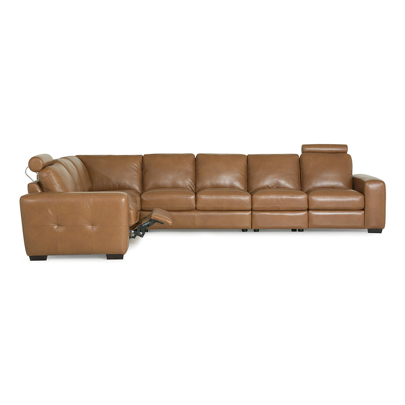 Palliser Push Reclining Leather 5 pc Sectional 77515-7R/77515-11/77515-14/77515-10/77515-8R-BRONCO-GINGER IMAGE 2