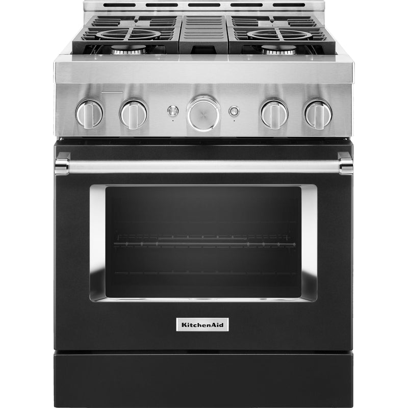 KitchenAid 30-inch Freestanding Gas Range with Even-Heat™ True Convection KFGC500JBK IMAGE 1