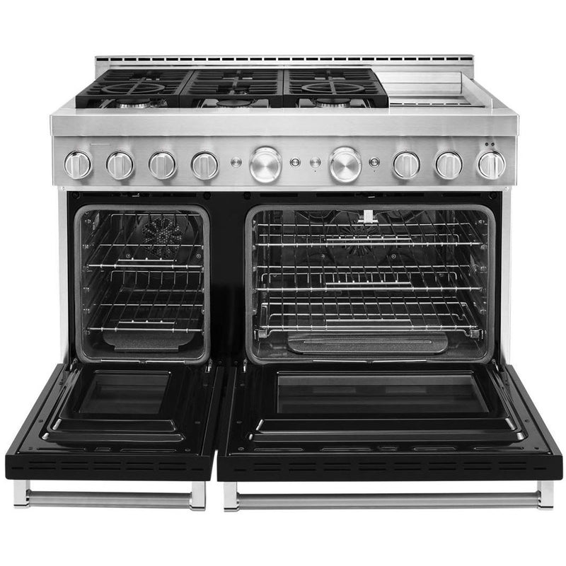 KitchenAid 48-inch Freestanding Gas Range with Even-Heat™ True Convection KFGC558JBK IMAGE 2