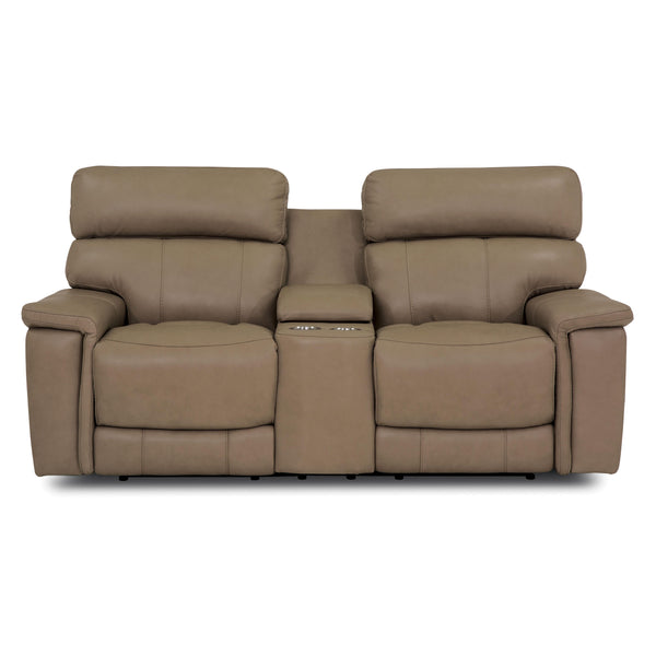 Palliser Powell Reclining Leather Match Loveseat with Console Powell 41135-58 Loveseat Console Recliner - Putty IMAGE 1