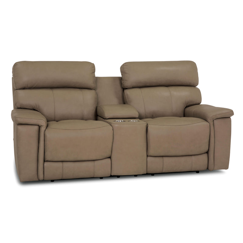 Palliser Powell Reclining Leather Match Loveseat with Console Powell 41135-58 Loveseat Console Recliner - Putty IMAGE 2