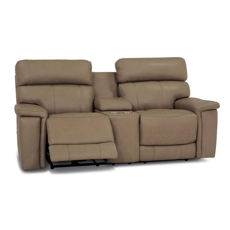 Palliser Powell Reclining Leather Match Loveseat with Console Powell 41135-58 Loveseat Console Recliner - Putty IMAGE 3