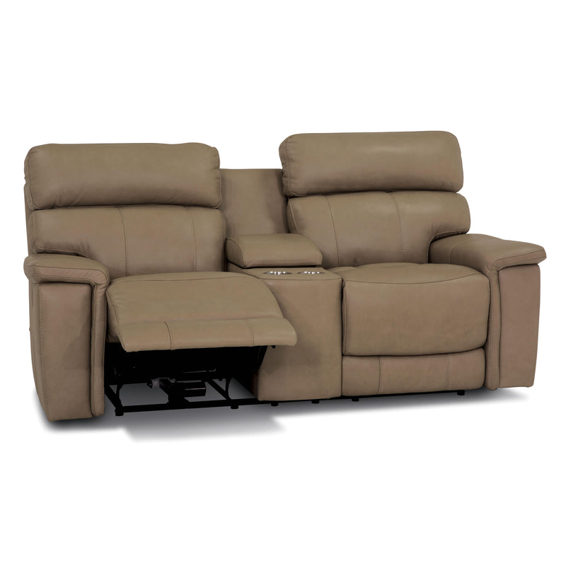 Palliser Powell Reclining Leather Match Loveseat with Console Powell 41135-58 Loveseat Console Recliner - Putty IMAGE 5