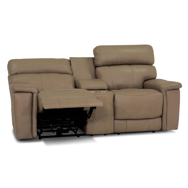 Palliser Powell Reclining Leather Match Loveseat with Console Powell 41135-58 Loveseat Console Recliner - Putty IMAGE 6