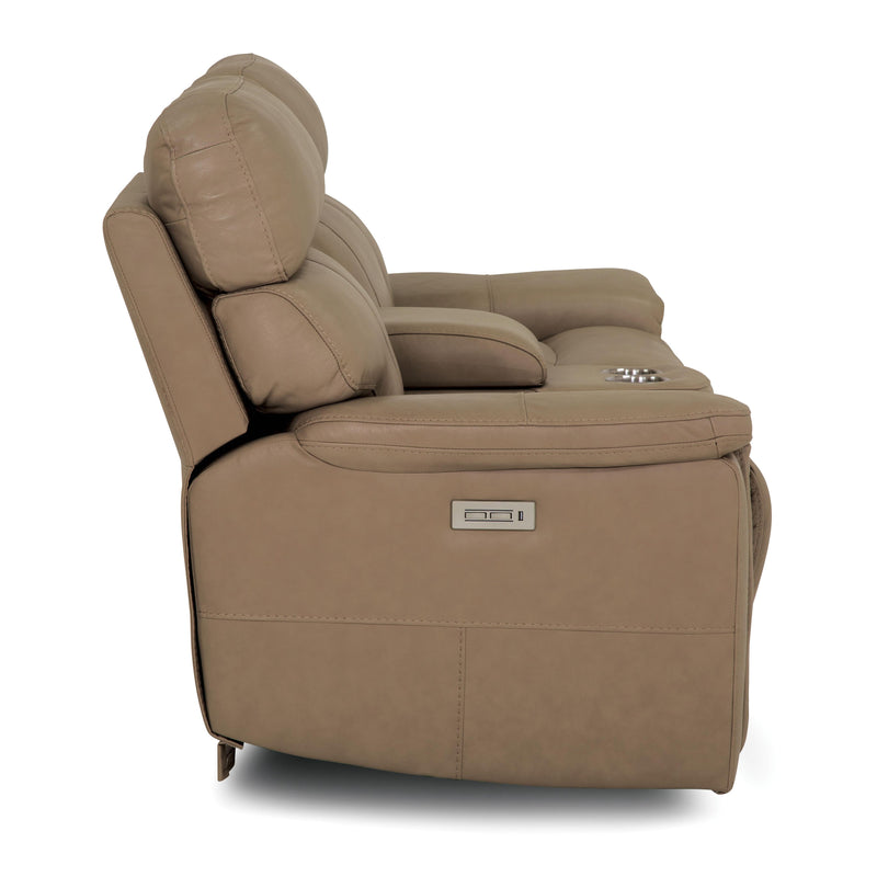 Palliser Powell Reclining Leather Match Loveseat with Console Powell 41135-58 Loveseat Console Recliner - Putty IMAGE 7