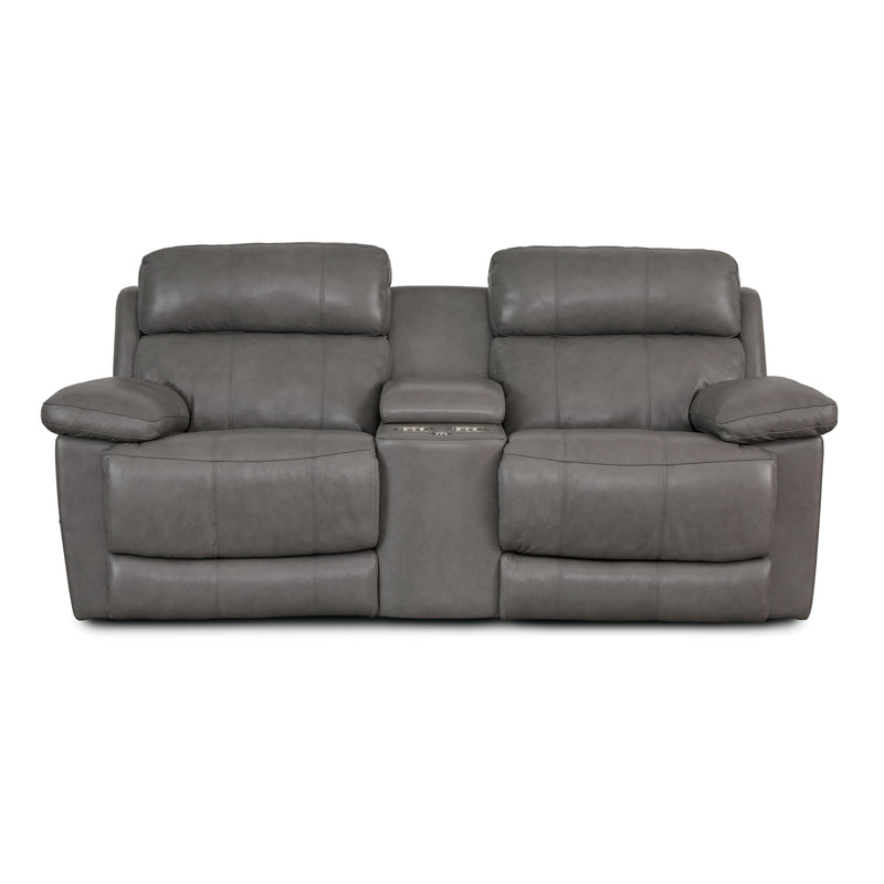 Palliser Finley Power Reclining Leather Match Loveseat with Console Finley 41134-68 Loveseat Console with Power - Slate IMAGE 1