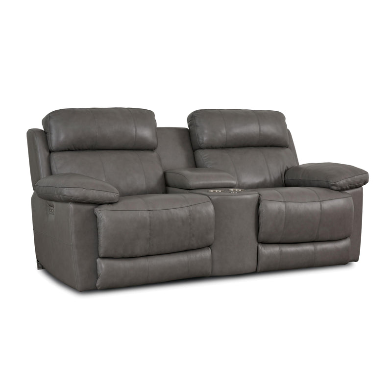 Palliser Finley Power Reclining Leather Match Loveseat with Console Finley 41134-68 Loveseat Console with Power - Slate IMAGE 2