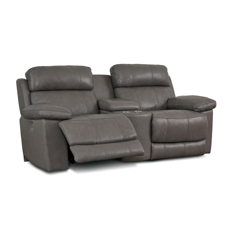 Palliser Finley Power Reclining Leather Match Loveseat with Console Finley 41134-68 Loveseat Console with Power - Slate IMAGE 3