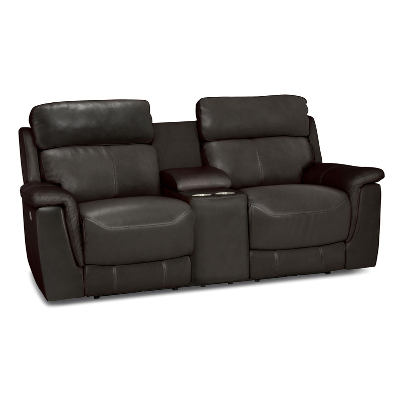 Palliser Granada Power Reclining Leather Match Loveseat with Console Granada 41058-68 Loveseat Console with Power - Graphite IMAGE 2