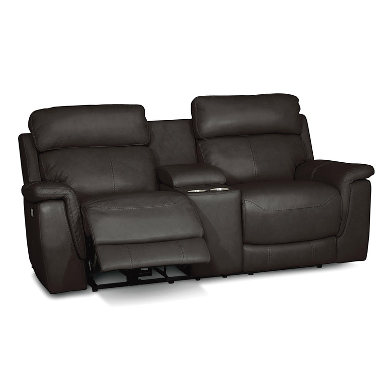 Palliser Granada Power Reclining Leather Match Loveseat with Console Granada 41058-68 Loveseat Console with Power - Graphite IMAGE 3