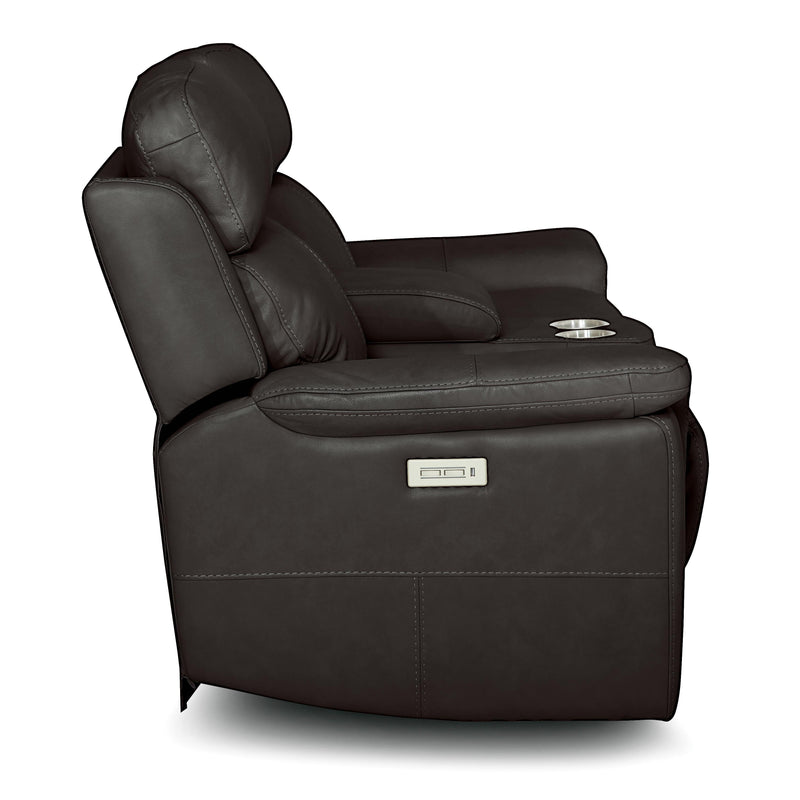 Palliser Granada Power Reclining Leather Match Loveseat with Console Granada 41058-68 Loveseat Console with Power - Graphite IMAGE 4