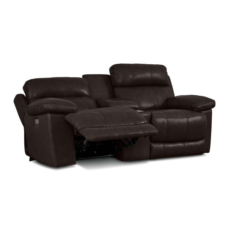 Palliser Finley Power Reclining Leather Match Loveseat with Console Finley 41134-68 Loveseat Console with Power - Chocolate IMAGE 4