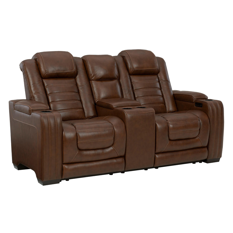 Signature Design by Ashley Backtrack Power Reclining Leather Match Loveseat with Console U2800418 IMAGE 3