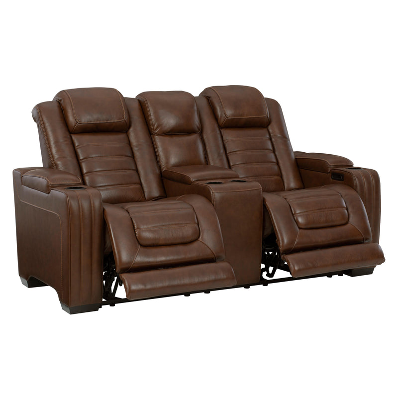 Signature Design by Ashley Backtrack Power Reclining Leather Match Loveseat with Console U2800418 IMAGE 4