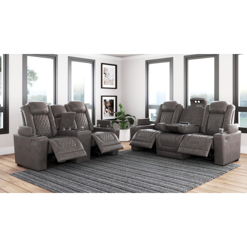 Signature Design by Ashley HyllMont Power Reclining Leather Look Loveseat with Console 9300318 IMAGE 11