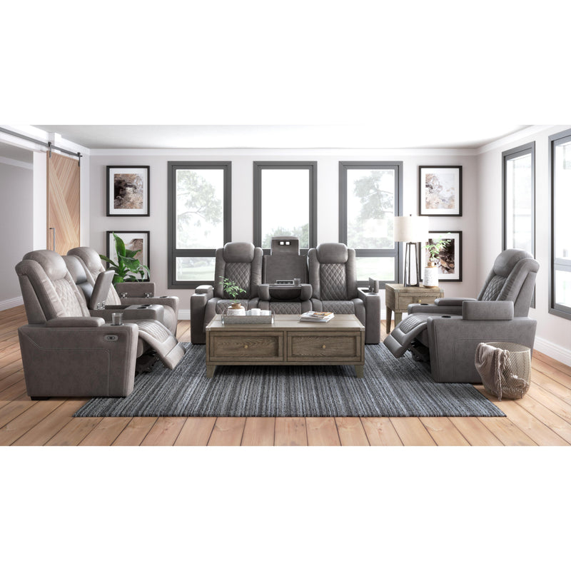 Signature Design by Ashley HyllMont Power Reclining Leather Look Loveseat with Console 9300318 IMAGE 13