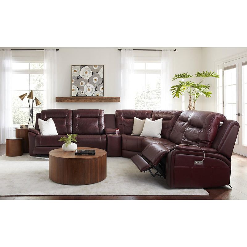 Palliser Valour Power Reclining Leather Match 6 pc Sectional 41024-L2/41024-K2/41024-10/41024-9X/41024-10/41024-L1-GRADE100-GARNET IMAGE 2