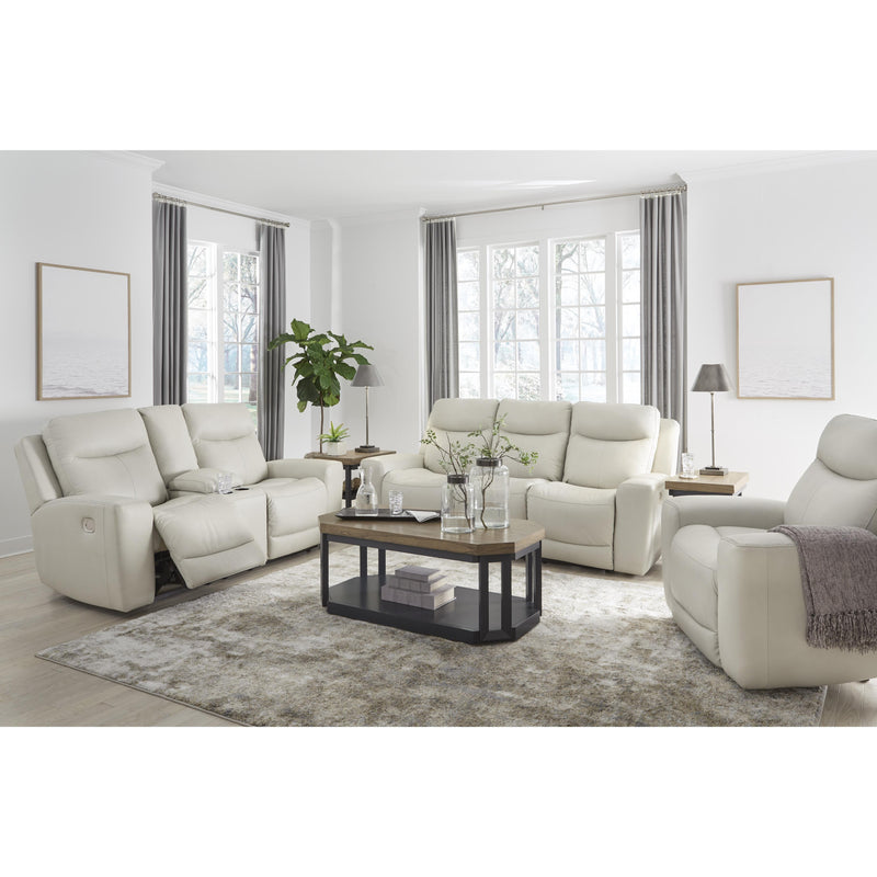 Signature Design by Ashley Mindanao Power Reclining Leather Match Loveseat with Console U5950518C IMAGE 12